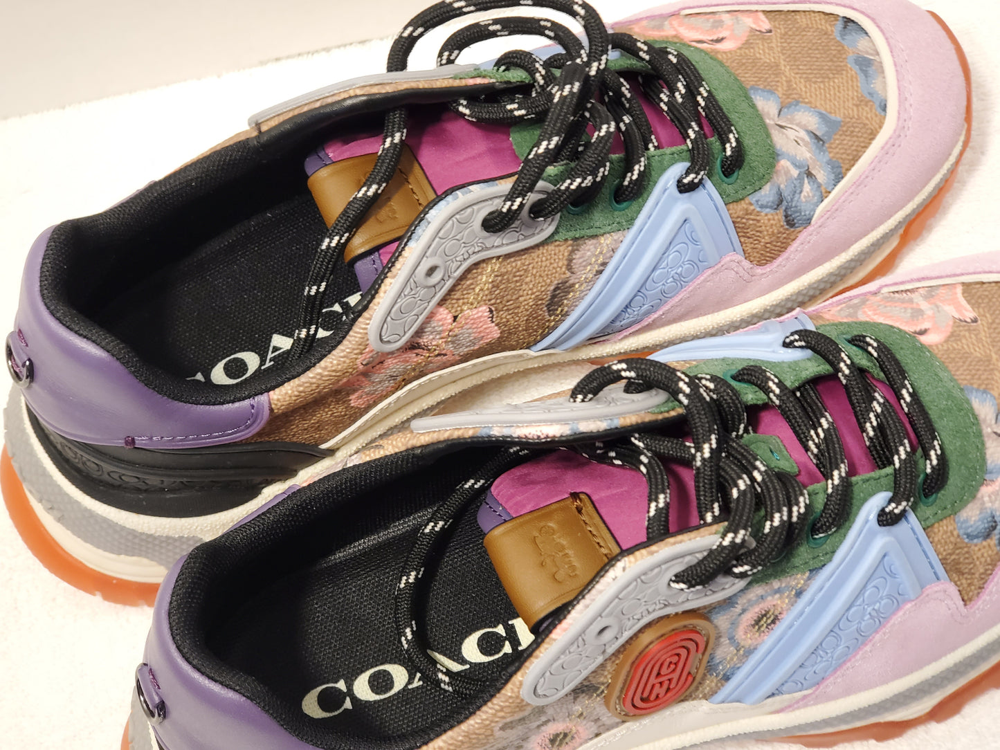 Coach Run Print PVC SD Women's Floral Sneakers Size 9 Pink Blue Purple Black