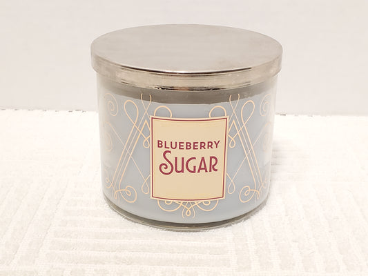 Bath Body Works Blueberry Sugar Scented Candle 14.5 oz Glass Jar Three Wick