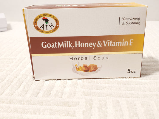 African Indian Herbs Goat Milk Honey Vitamin E Bar Soap Nourishing Soothing 5 oz