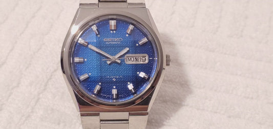 Vintage Seiko Men's Day Date Automatic Watch 17 Jewels Blue Dial